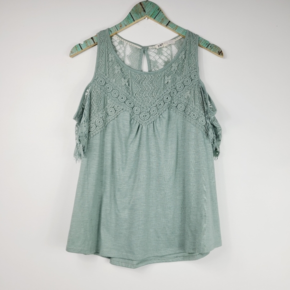 Green Cold Shoulders Blouse - Picture 1 of 8